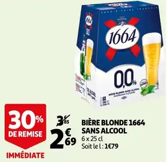 Auchan 1664 bière blonde sans alcool offre