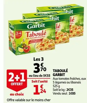 Auchan Garbit taboulé offre