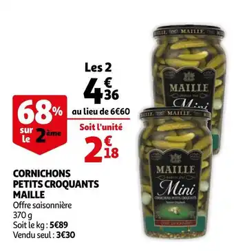 Auchan Maille cornichons petits croquants offre