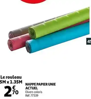 Auchan Actuel nappe papier unie offre