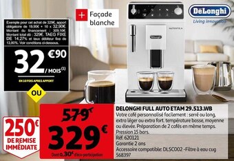 Auchan Delonghi full auto etam 29.513.wb offre