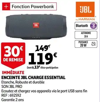 Auchan Jbl enceinte charge essential offre