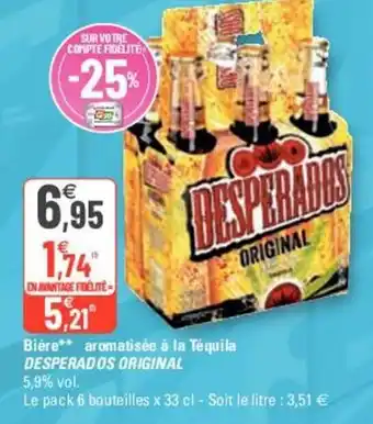 G20 DESPERADOS ORIGINAL bière aromatisée à la tequila offre