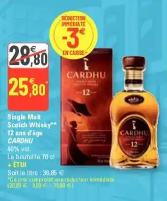 G20 CARDHU single malt scotch whisky 12 and d'âge offre