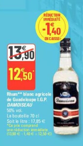 G20 DAMOISEAU rhum blanc agricole de guadeloupe I.G.P. offre