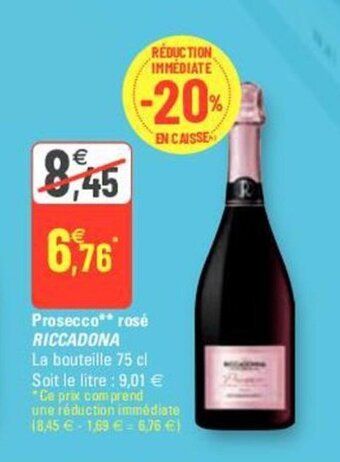 G20 RICCADONA prosecco rosé offre