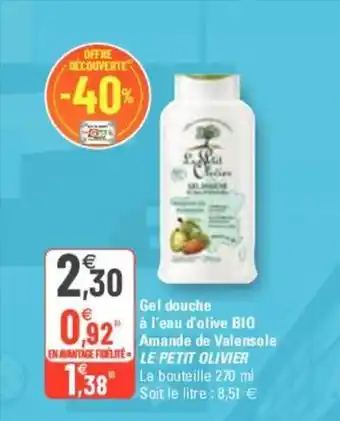 G20 LE PETIT OLIVIER gel douche à l'eau d'olive BIO amande de valensole offre