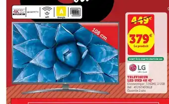 Hyper U Televiseur Led UHD 4K 43 Réf : 43UN74006LB offre