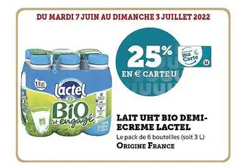 Hyper U Lait Uht Bio Demi-écrémé Lactel offre