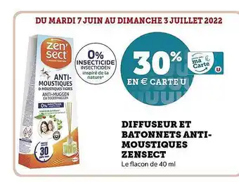 Hyper U Diffuseur Et Bâtonnets Anti-moustiques Zensect offre