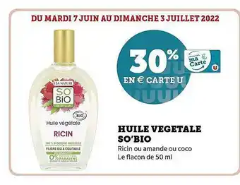 Hyper U Huile Végétale So'bio offre