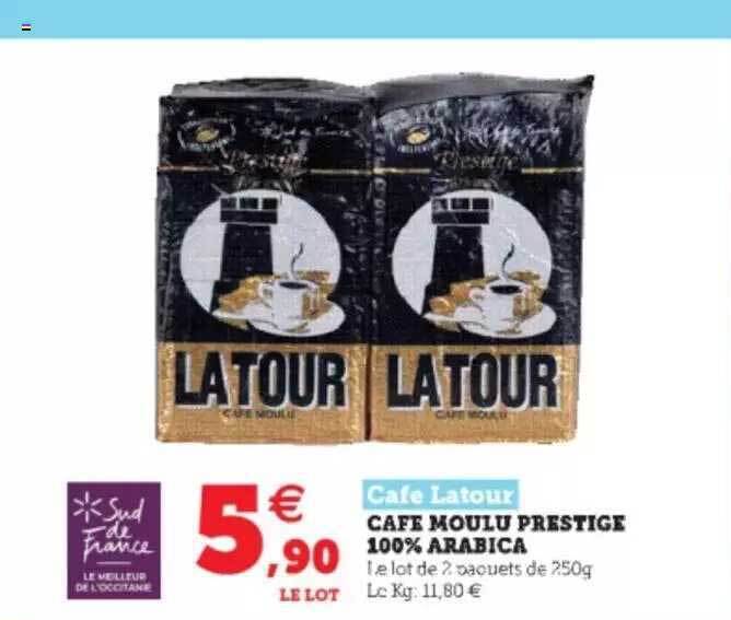 Promo Café Moulu Prestige 100 Arabica Café Latour chez Super U