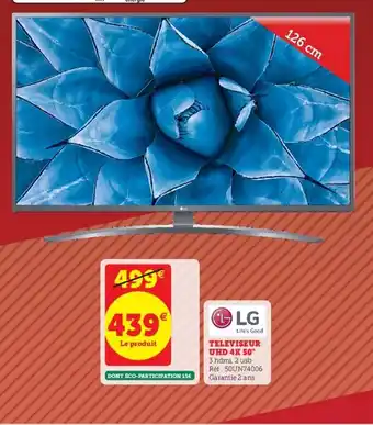 Hyper U Televiseur UHD 4K 50 Réf : 50UN74006 offre
