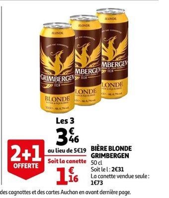 Auchan Bière Blonde Grimbergen offre
