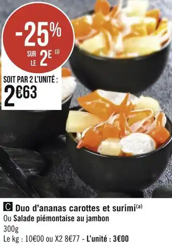 Géant Casino Duo d’ananas carottes et surimi offre