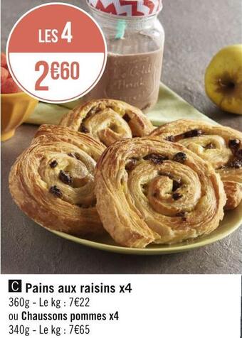 Géant Casino Pains aux raisins x4 offre