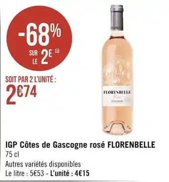 Géant Casino Florenbelle igp côtes de gascogne rosé offre