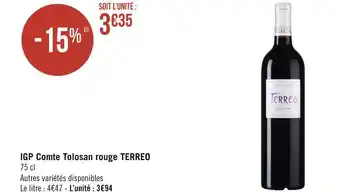 Géant Casino Terreo igp comte tolosan rouge offre