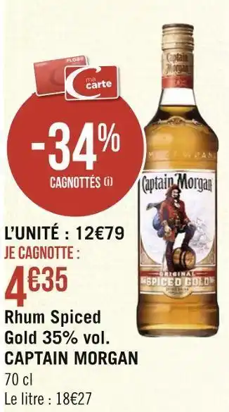 Géant Casino Captain morgan rhum spiced gold 35% vol. offre