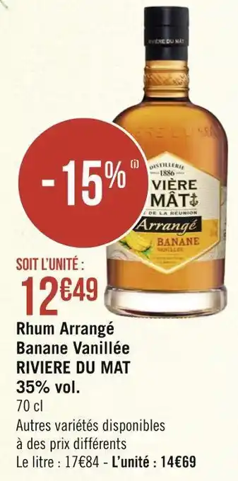 Géant Casino Rivière du mat rhum arrangé banane vanillée 35% vol. offre