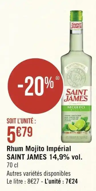 Géant Casino Saint james rhum mojito impérial 14,9% vol. offre