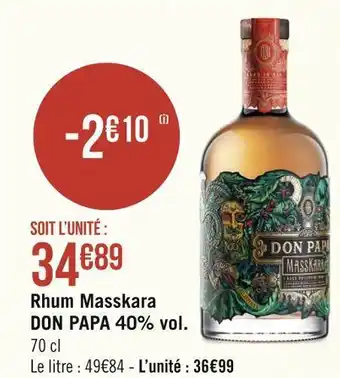 Géant Casino Don papa rhum masskara 40% vol. offre