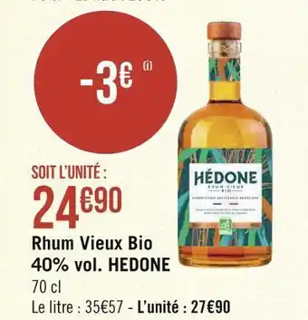Hedone rhum vieux bio 40% vol.