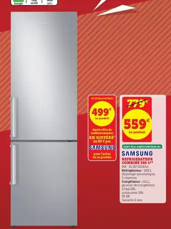 Hyper U Refrigerateur Combine 360 L Réf : RL36T620ESA offre