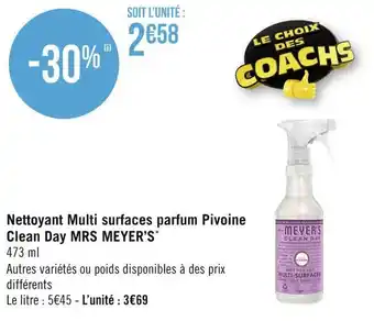 Géant Casino Mrs meyer’s nettoyant multi surfaces parfum pivoine clean day* offre