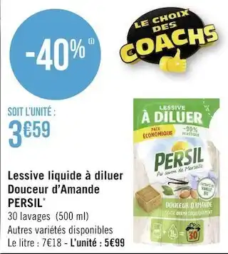 Géant Casino Persil lessive liquide à diluer douceur d’amande* offre