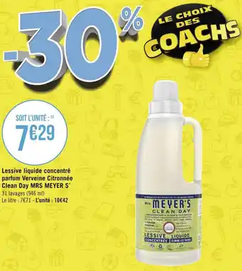 Mrs meyer's lessive liquide concentré parfum verveine citronnée clean day*