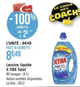 Géant Casino X-tra lessive liquide total* offre