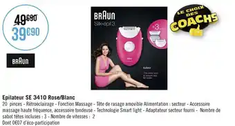 Géant Casino Braun epilateur se 3410 rose/blanc offre