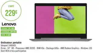 Géant Casino Lenovo ordinateur portable offre