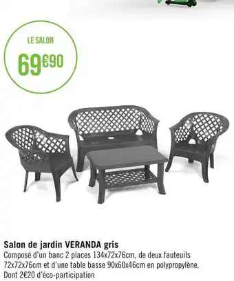 Géant Casino Salon de jardin veranda gris offre