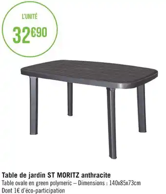 Géant Casino Table de jardin st moritz anthracite offre