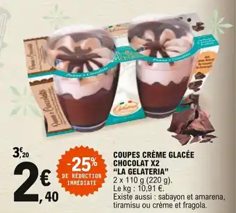 E.Leclerc "LA GELATERIA" coupes creme glacée chocolat X2 offre