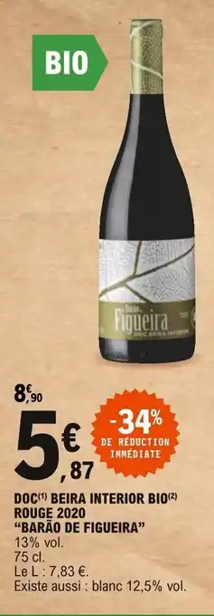 E.Leclerc "BARAO DE FIGUEIRA" doc beira interior bio rouge 2020 offre