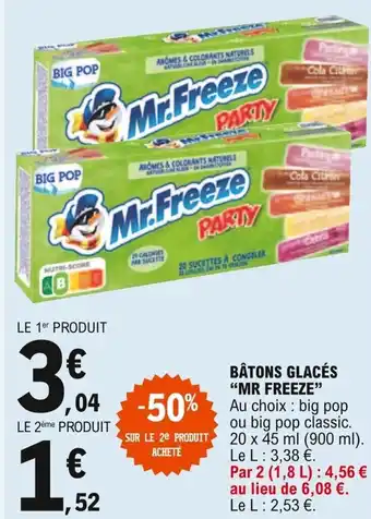 E.Leclerc "MR FREEZE" bâtons glacés offre