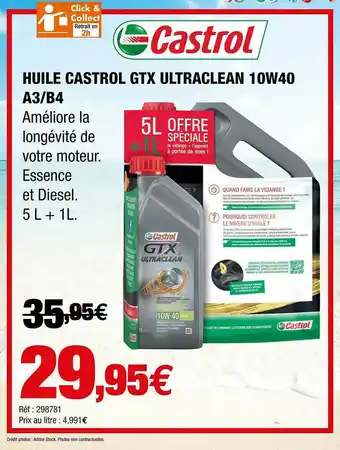 Autobacs Huile Castrol Gtx Ultraclean 10w40 A3-b4 offre