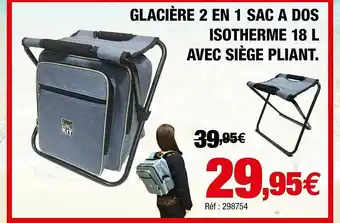 Autobacs Glacière 2 En 1 Sac à Dos Isotherme 18 L Avec Siège Pliant offre