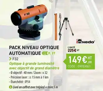 Pack Niveau Optique Automatique Nedo