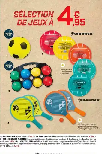 Ballon En Mousse, Ballon De Plage, Set De 8 Boules Plastique, Raquettes De Plage + 2 Balles