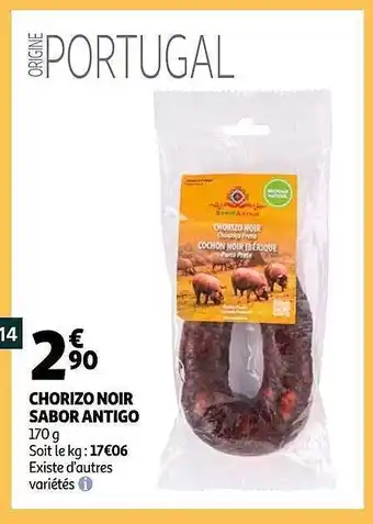 Auchan Chorizo Noir Sabor Antigo offre