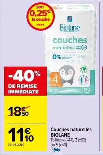 Carrefour Market Couches Naturelles Biolane offre