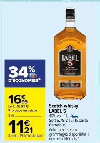 Carrefour Market Scotch Whisky Label 5 offre