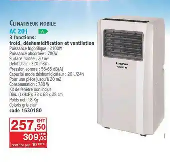 Ciffréo Bona Climatiseur Mobile Ac 201 offre