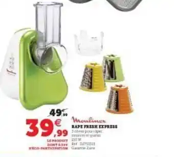 Hyper U Râpe Fresh Express Moulinex offre