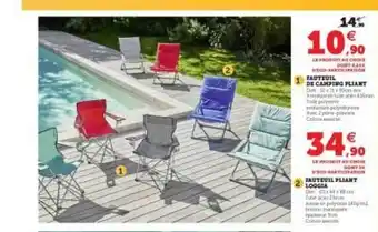 Hyper U Fauteuil De Camping Pliant, Fauteuil Pliant Loggia offre