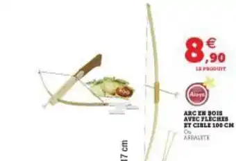 Hyper U Arc En Bois Avec Flèches Et Cible 100 Cm offre